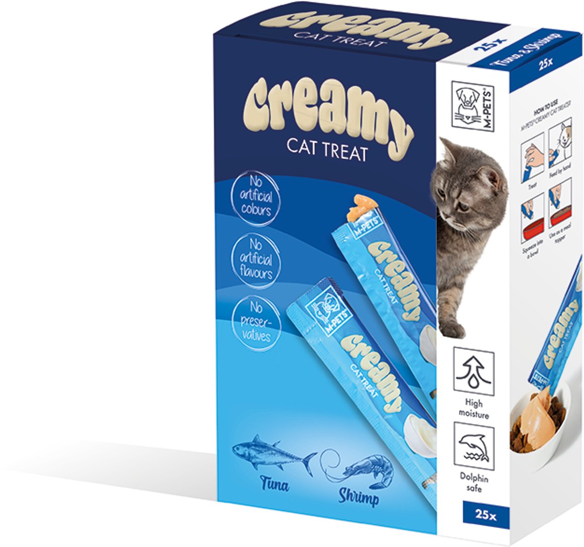 M-PETS Creamy kat traktatiepakket - tonijn & garnaal 25x15g