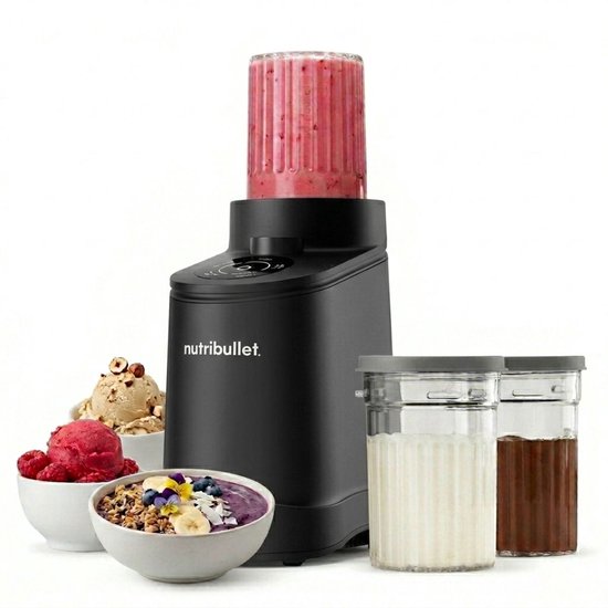 Nutribullet Chill IJsmachine Zwart - 500W - 5 Programma's - Roomijs, Sorbet, Gelato en Frozen Yogurt - Inc. Receptenboek