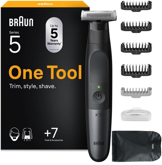 Braun All-in-One Series X XT5100 +7 Stylingtools - 4D Flex Scheerblad - Style & Scheer - Grijs