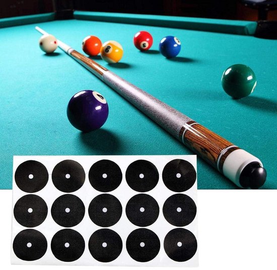 Dailygoods- Biljartmarker 15 Stuks - Pooltafel Marker Dots - Billiard Punt Sticker - Snooker Spot Accessoires - Wit - 35cm - Biljartstip van Dailygoods — afbeelding 5