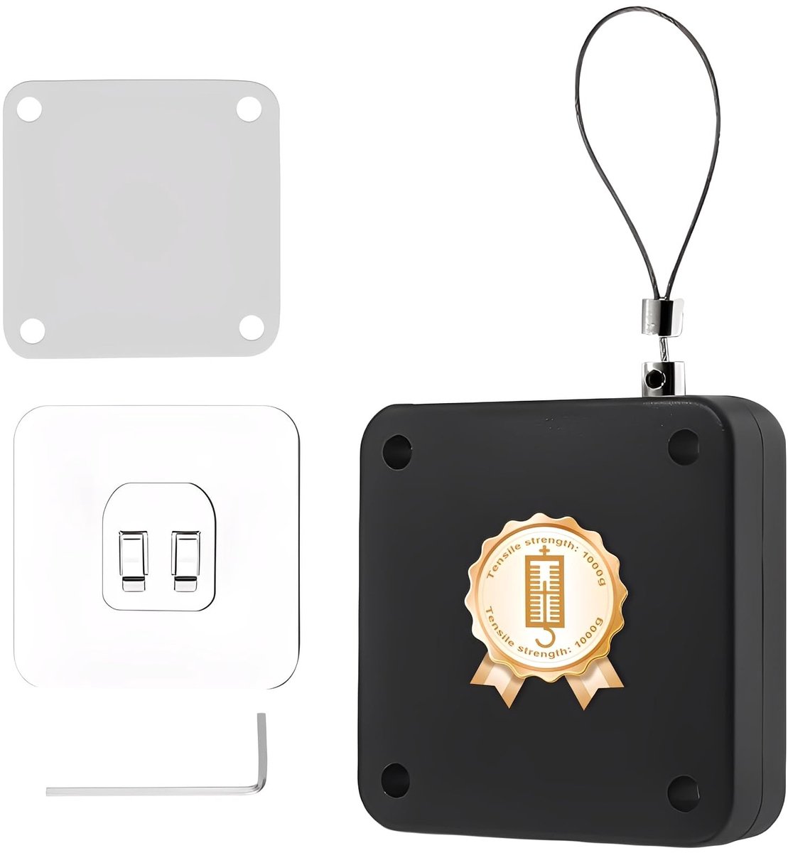 Dailygoods- Deursluiter Automatisch - Zwart - 1000 g Trekkracht - 1 m Touw - Verstelbaar Slot - Zonder Boren - Deurdranger