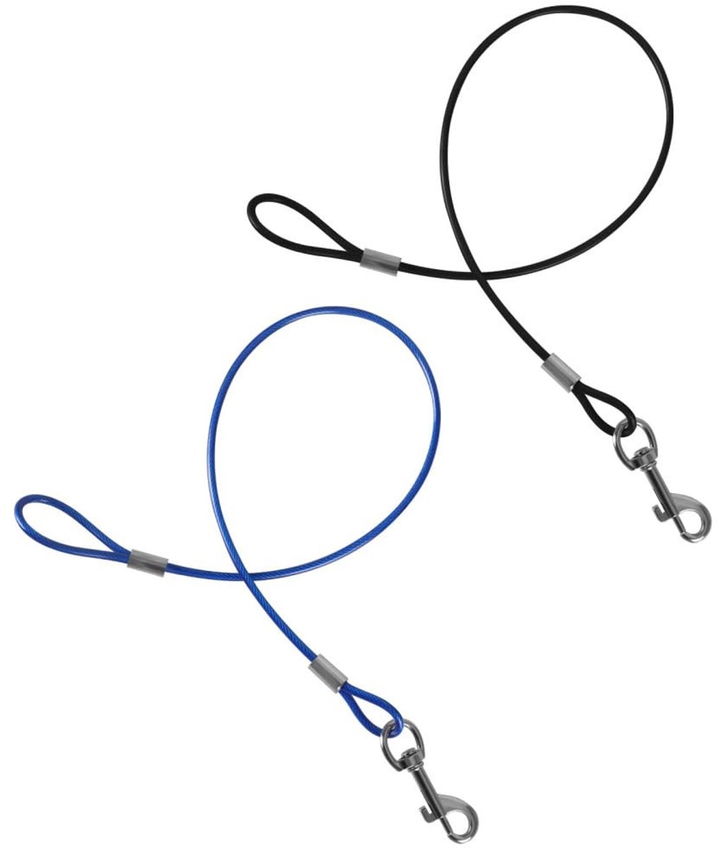 Cosensi- Hondenriem Kauwbestendig - 2 Stuks 60 cm - 360° Metalen Haak - Heavy Duty Staalkabel - Geschikt voor Kleine/Middelgrote Honden - Hondentuig