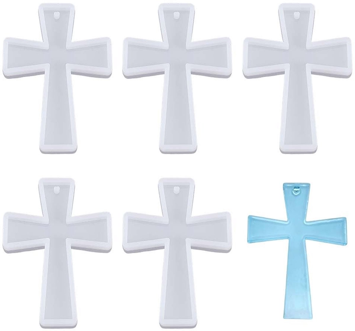 Cosensi- Harsvorm 6 Stuks - Doe-het-zelf Gietvormen - Kruis Hanger - Sleutelhanger Maken - Geurarm - Voedselveilig Materiaal - Gietvorm