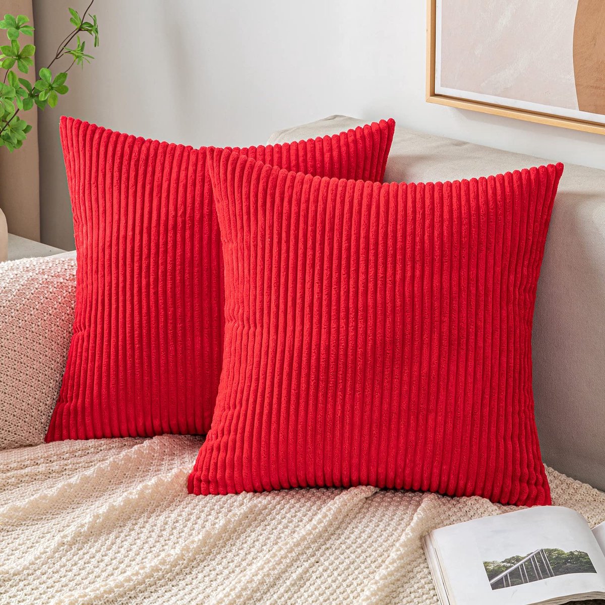 NTH products- Kussensloop 40x40 cm - Corduroy - Decoratieve Kussenhoes - Zacht Polyester - Onzichtbare Ritssluiting - Set van 2