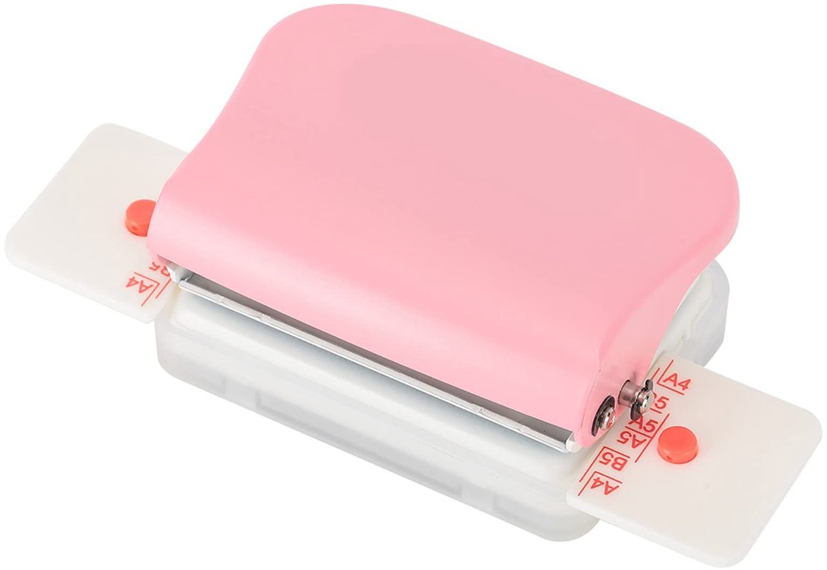 Dailygoods- Perforator Handmatig - 5 Bladen per keer - 26/30/20-gaats - Geschikt voor A4/B5/A5 - ABS - Roze - Ponsmachine