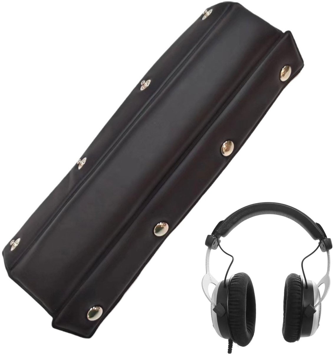Dailygoods- Hoofdtelefoon Hoofdband Zacht - Hoofdkussen/Reservekussen - Kunstleer/Memory Foam - Zwart - 21,5 x 8,5 cm - Bescherming tegen Slijtage - Hoofdtelefoonaccessoire