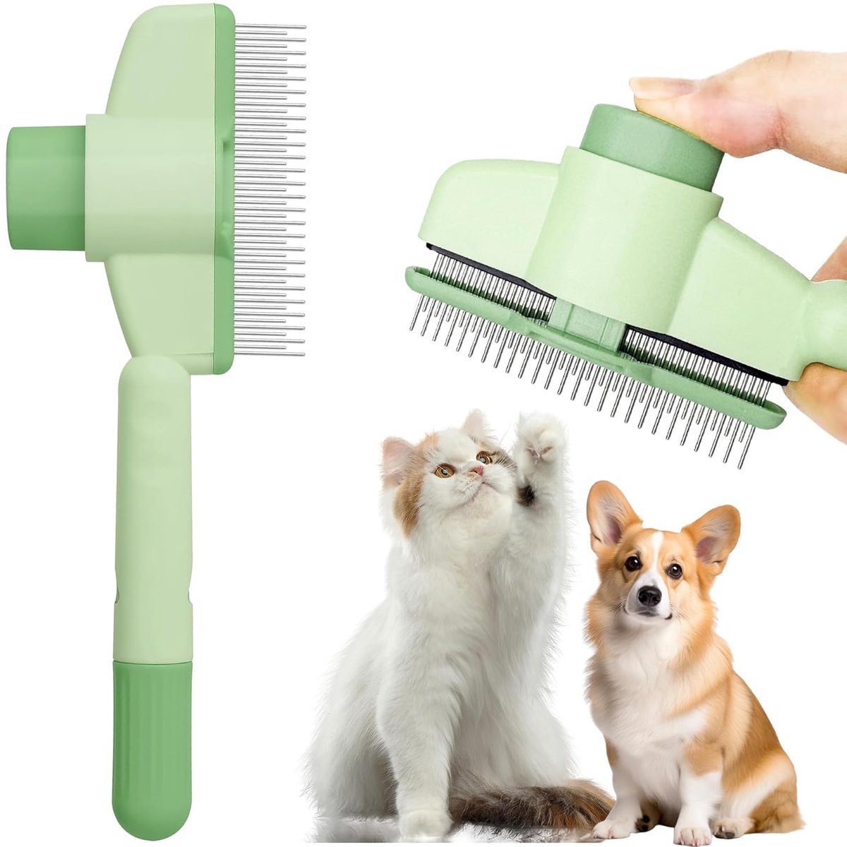 Killogood Fellblitz Borstel voor katten - kattenborstel voor vachtborstel en huisdierverzorging - kattenkam met afgeronde metalen tanden voor zachte verzorging