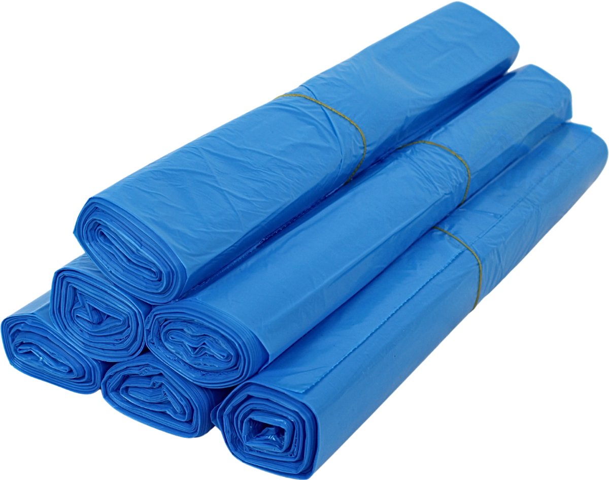 500x HDPE Afvalzakken 70 x 110 cm (120L) Blauw – Type 25 op rol