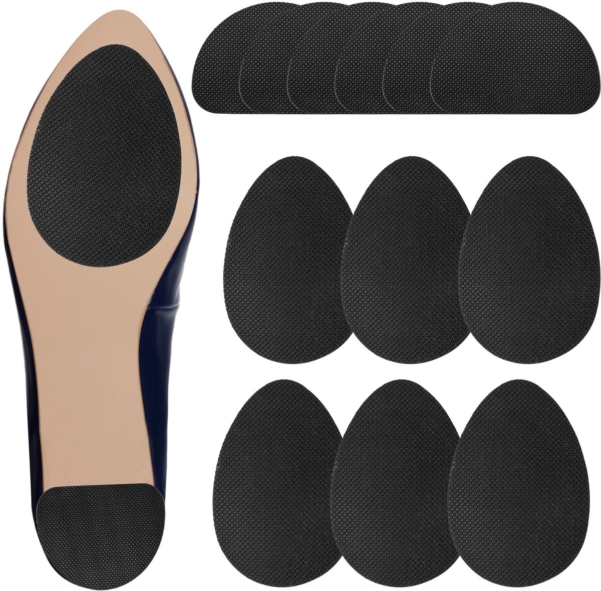 Dailygoods- Zoolbescherming 12 Stuks - Antislip Schoenpads - Zelfklevende Rubber Zolen - Schoengrepen - Voor Hakken/Canvas - Verhoogt Veiligheid