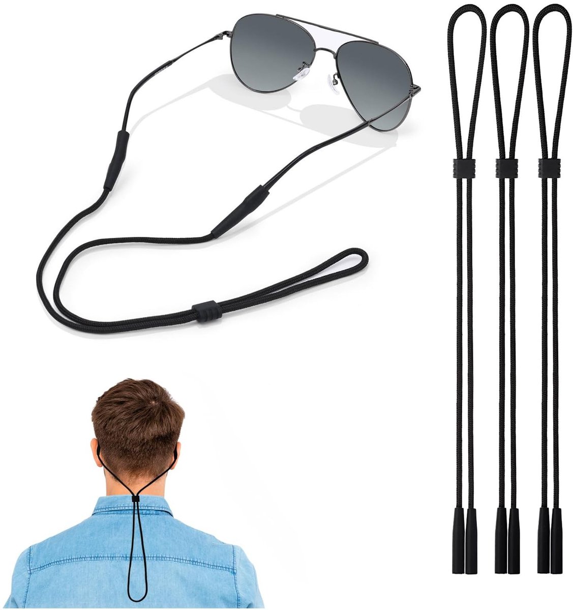 Dailygoods- Brilband Verstelbaar - 3 Stuks - Eyewear Retainer - Zonnebrilband - Brilriem - Perfecte Pasvorm