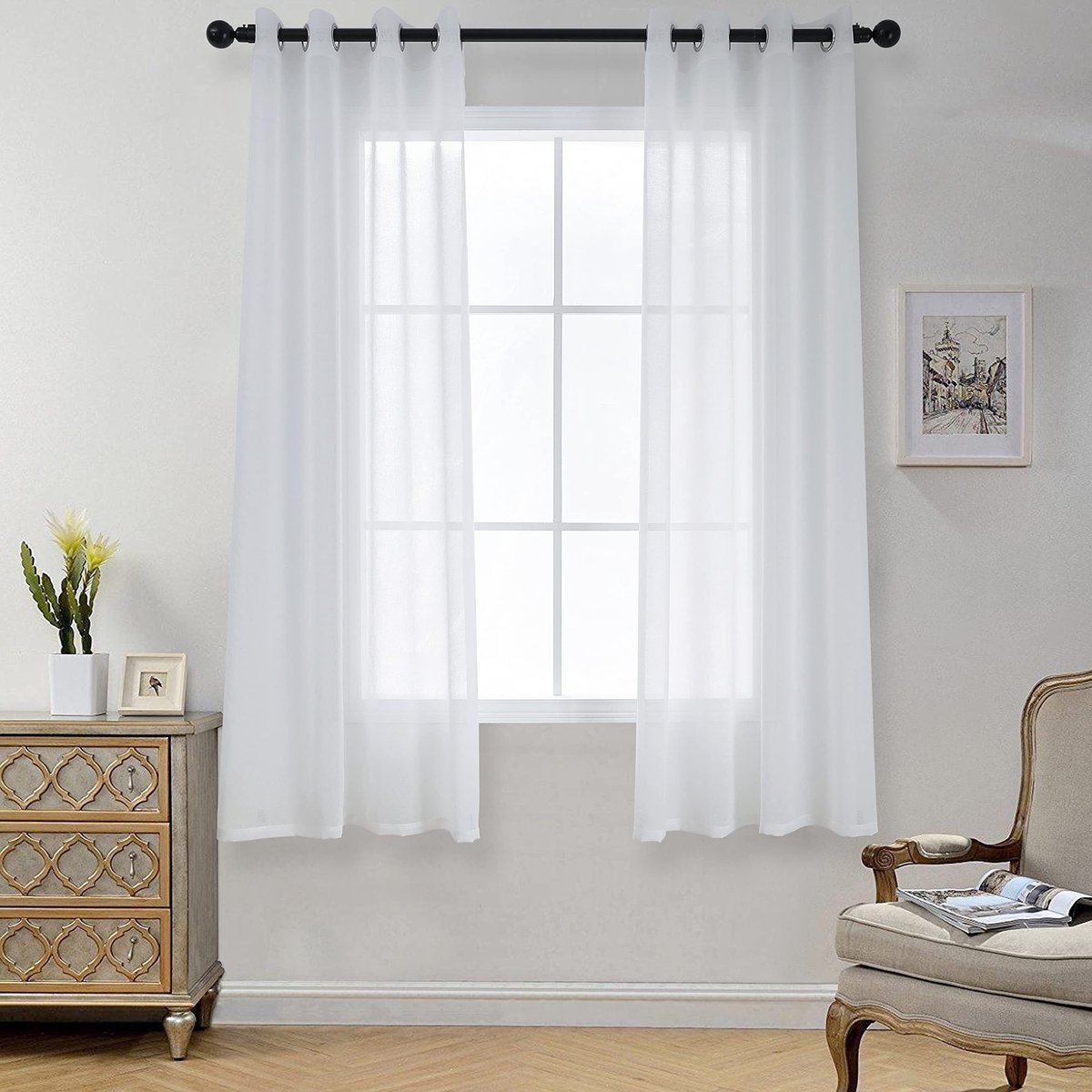 Dailygoods- Voile Gordijnen Transparant - Set van 2 - Met Oogjes - H175 x B140 cm - 100% P