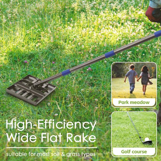 OmGoods - Dailygoody - Gazonhark voor egalisatie - Metalen hark met steel van 152 cm - Stevige tuin-egalisator met gladde randen - Ondersteunt moeiteloos onderh... van Omgoods — afbeelding 5