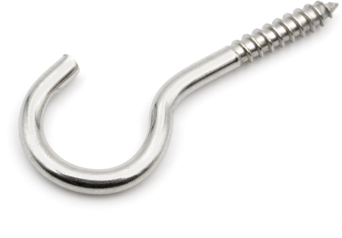 Dailygoods - 10 Stuks Gebogen Roestvrijstalen Schroefhaken voor Wandbevestiging
