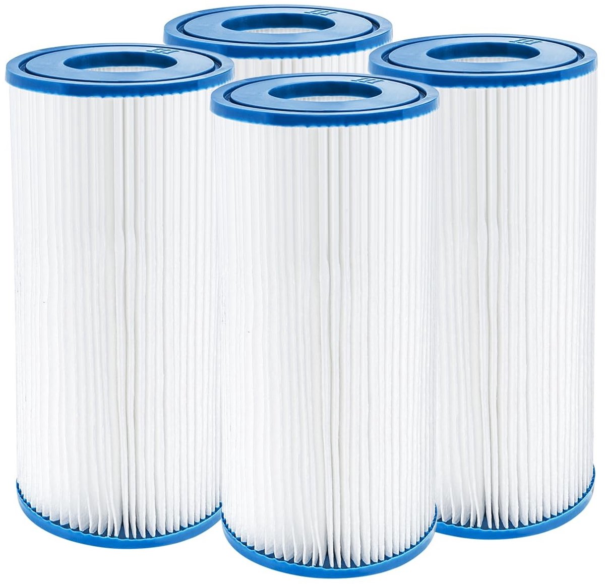 Dailygoods- Zwembadfilter 4 Stuks - Vervangingsfilter voor Bestway 58012 - Opvouwbaar Design - PETG Materiaal - 11 x 20 cm - Economisch en Eenvoudig te Vervangen - Filtercartridge