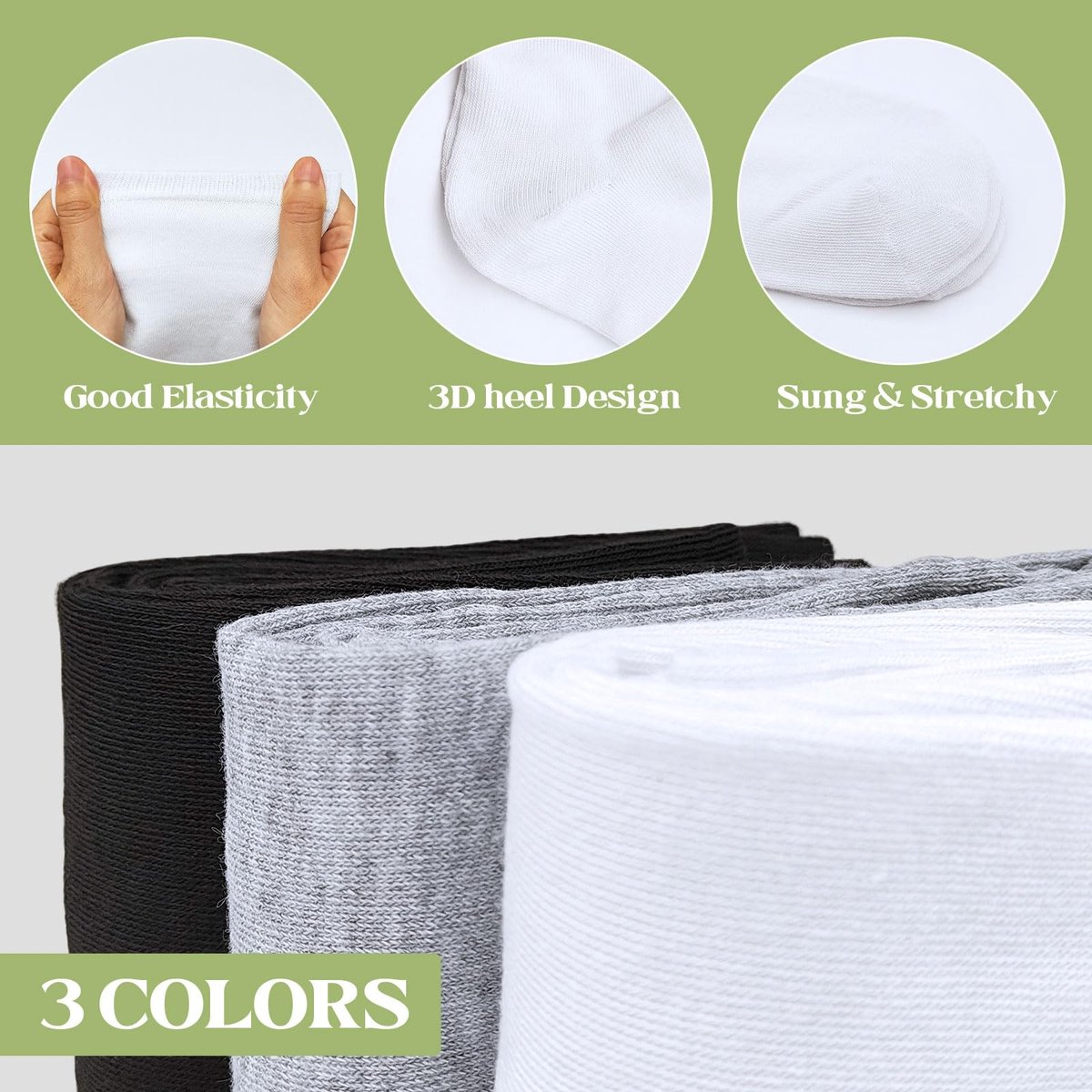 Dailygoods- Overknee-kousen 3-pack - Hoge Sokken - Klassiek Zwart/Wit/Grijs - Lange Kousen voor Dames/Meisjes - Hoogwaardig Polyester - Casual Stijl