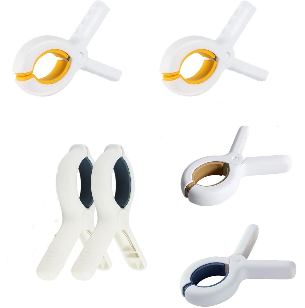 Dailygoods- Handdoekclips 6 stuks - Antislip - Duurzaam - Voor bevestiging - Voor grote voorwerpen - Roestvrijstalen veer - 9,5 x 6,5 x 1,8 cm - Wasknijpers