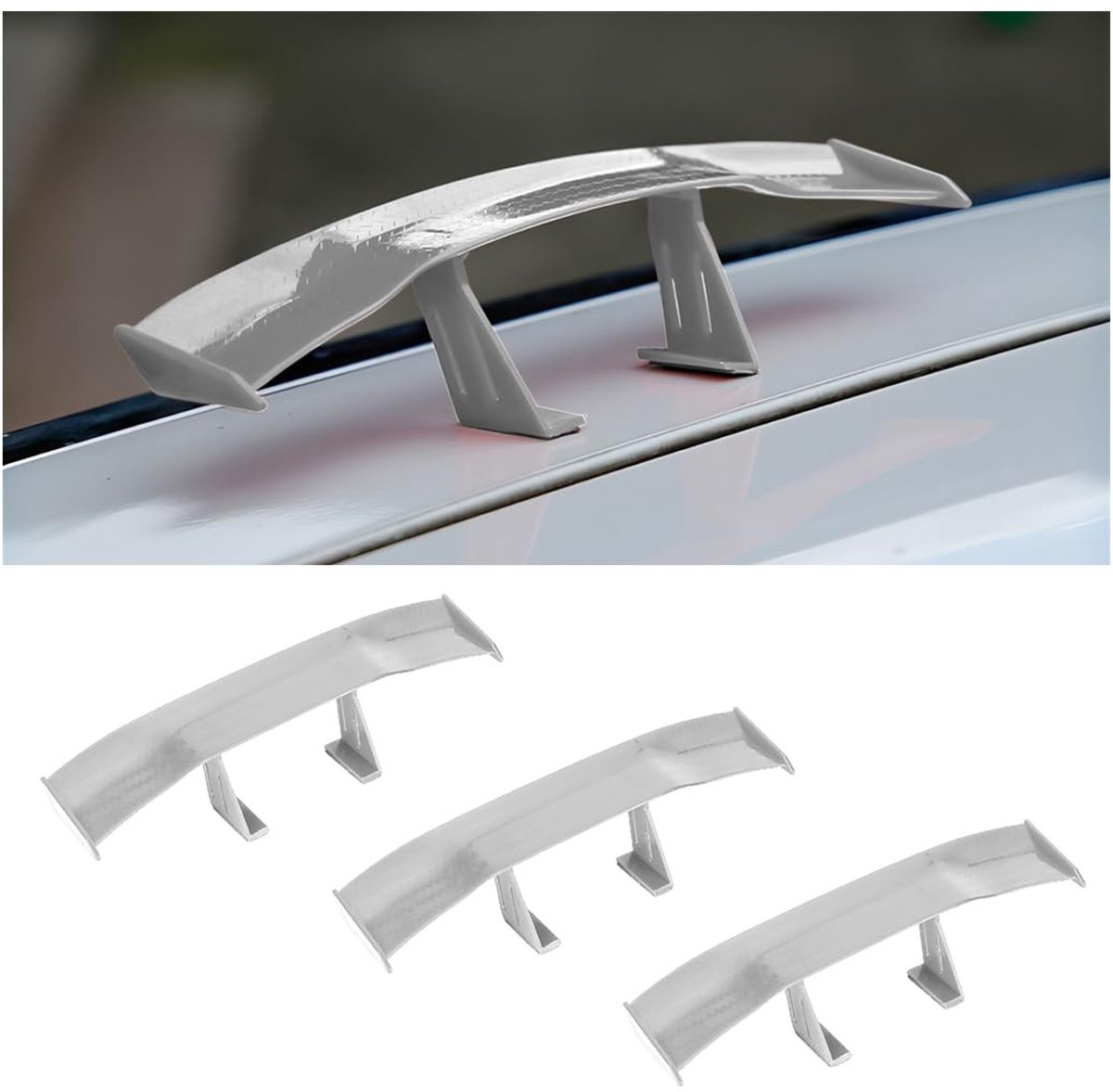 Dailygoods- Spoiler Mini 3PCS - Universele Spoiler Wing - Carbon Fiber Textuur - Auto Accessoires - Duurzaam ABS Plastic - 16.5CM Afmeting - Autospoiler