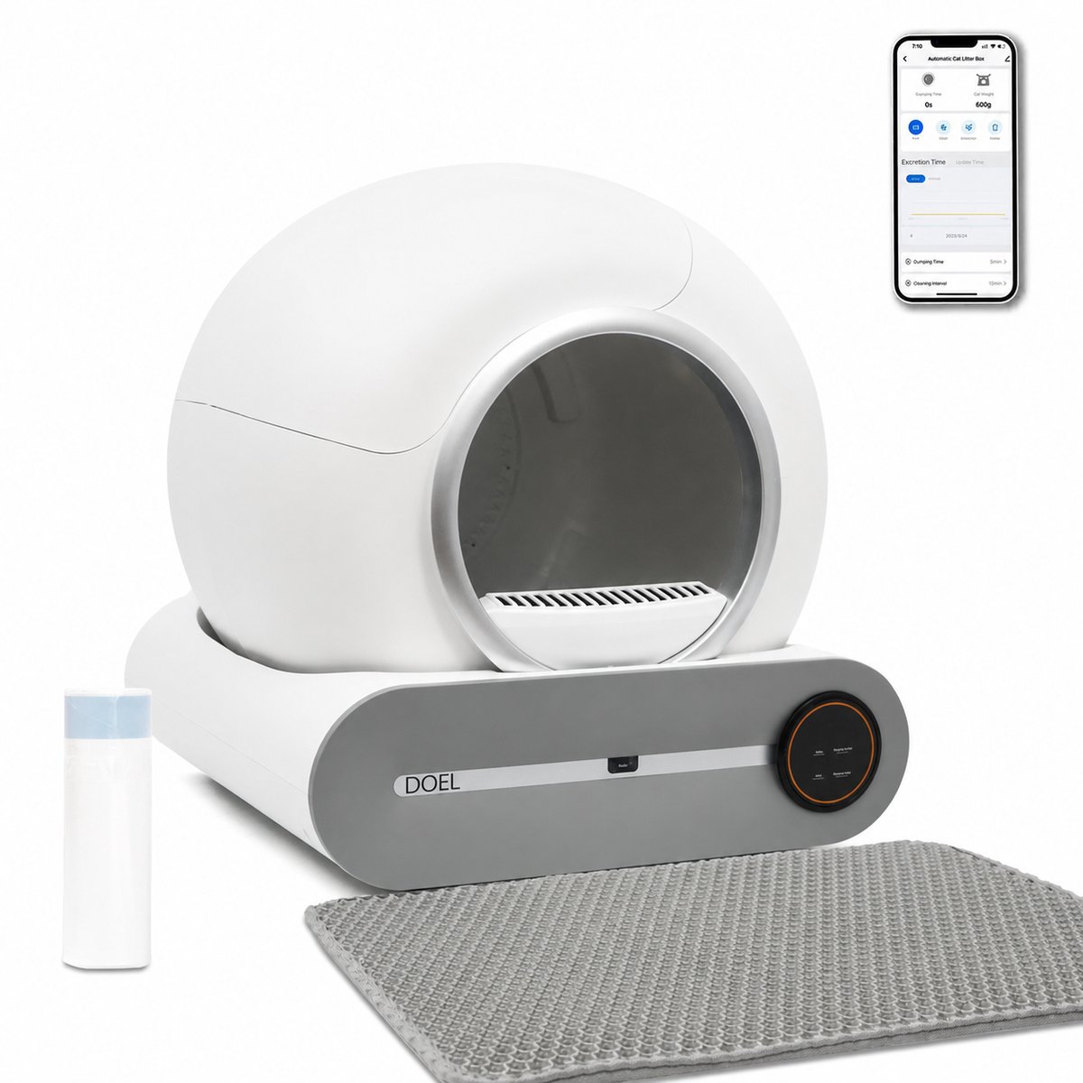 Sello! automatische kattenbak – zelfreinigende kattenbak – slimme app-bediening – geur afsluitend – lekvrij – gewichtssensor – 65L