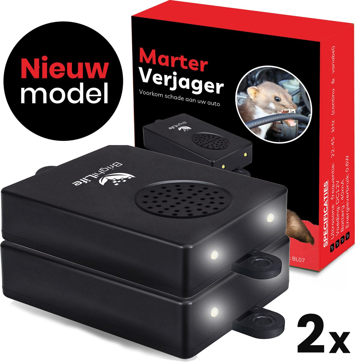 BrightLife Marterverjager - Steenmarter Verjager - Marterverjager Auto 12V - Ongedierte Verjager - Marterverjagers - Diervriendelijk - 2 stuks