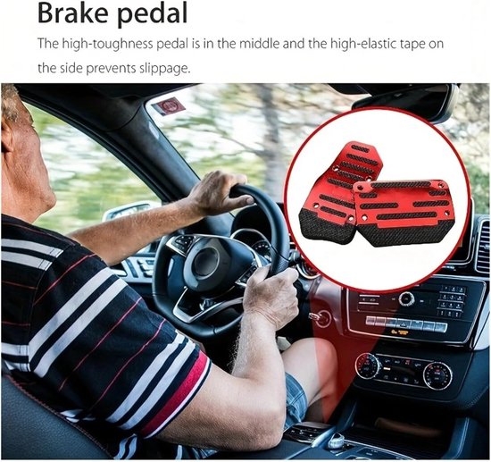 Auto Pedaalhoezen - Rem Gaspedaal - Veiliger Rijden - Antislip Ontwerp - 1 Set - Rood — afbeelding 3