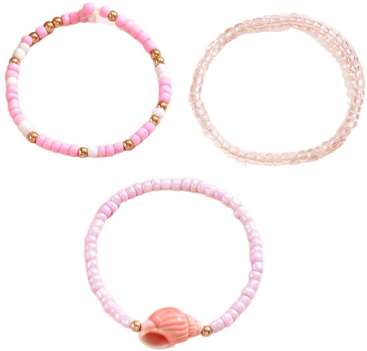 Enkelbandjes - set 3 stuks - roze