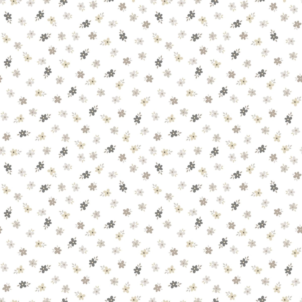 Behang - Bloemetjes - Greige Grijs - Babykamer Neutraal - Kinderkamer - Scandinavisch - Nordic - Bloemenbehang - Minimalistisch - Pastel - 0,53 x 10,05 M - Happy