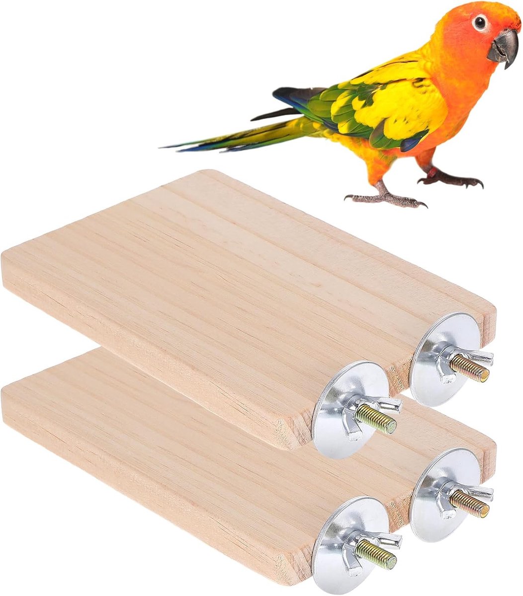 VHV - Vogelzitstok - Vogelplatform - Vogelaccessoire - Vogelplatform set - Rechthoekig zitplatform - Papegaaien platform - Parkieten zitplek - Vogelkooi plank - Voor papegaaien - Voor nymphs - Voor vogelkooi