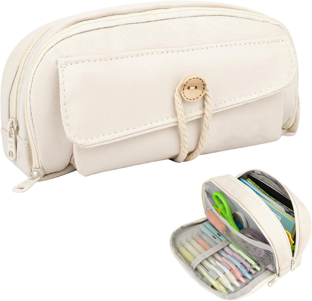 VHV - Pennenetui - Etui school - Pennenzak groot - Etui met 4 vakken - Aesthetic pennenmap - Grote pennenzak - Etui organizer - Schrijfwaren tas - Voor school - Voor kantoor - Voor studenten