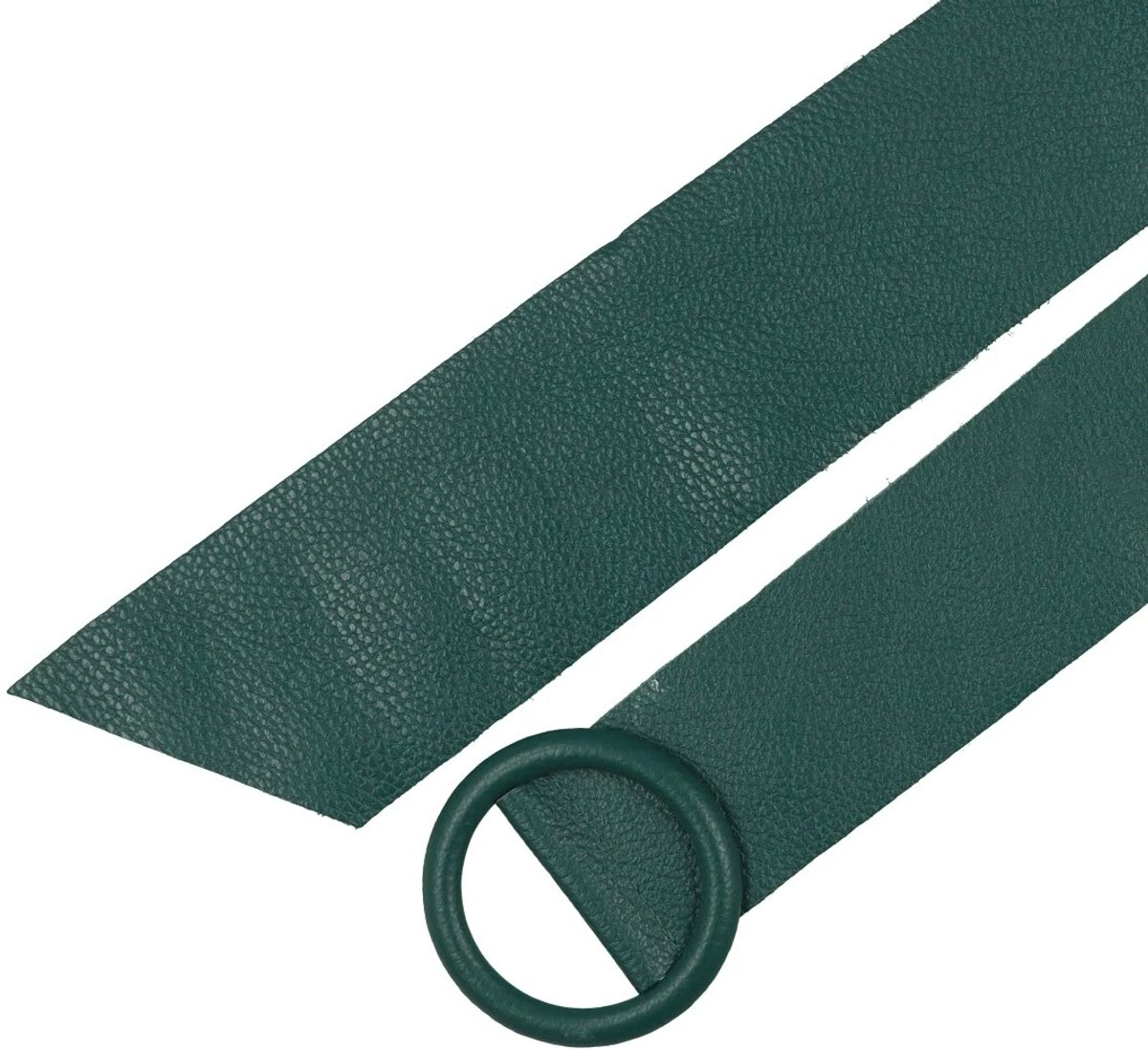 Donkergroene Brede Leren Riem Ronde Gesp - Taille Riem - Leer Leder - Brede Dames Riemen Ceinturen - Donkergroen