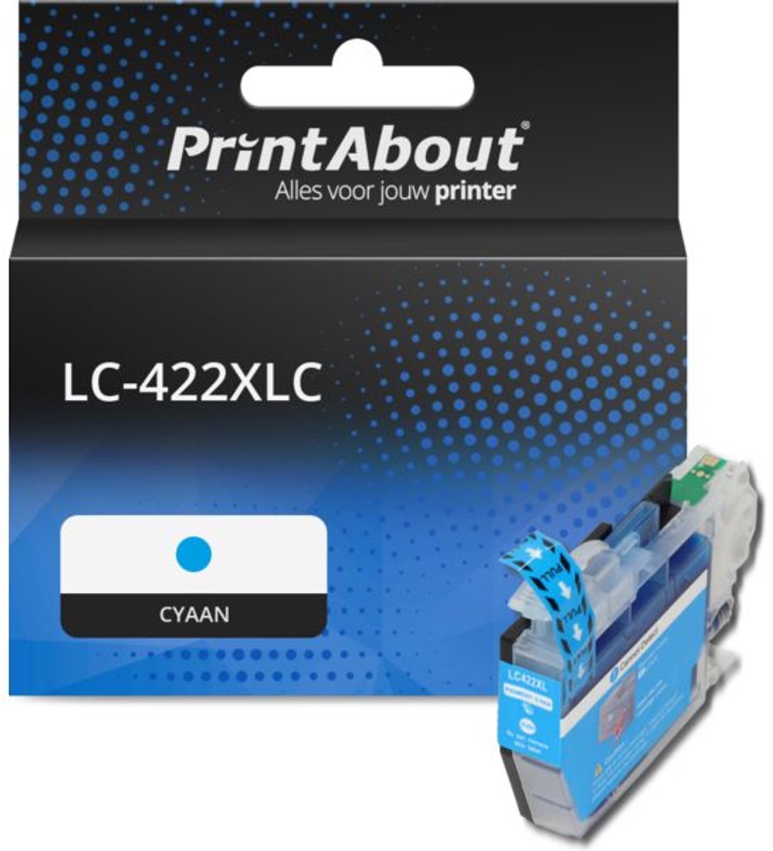 PrintAbout huismerk Inktcartridge LC-422XLC Cyaan Hoge capaciteit geschikt voor Brother