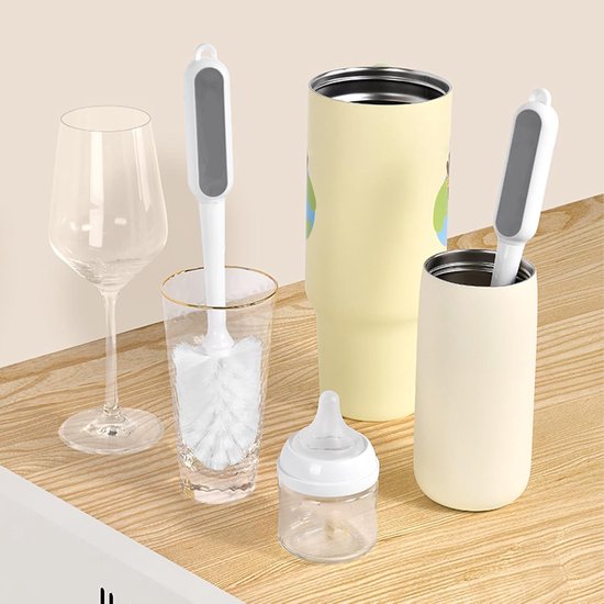 Flessenborstel - Flesreiniger Kolfborstel - Flessen Schoonmaken - Flexibele Kop - 28 cm - Enkele Attribuut — afbeelding 4