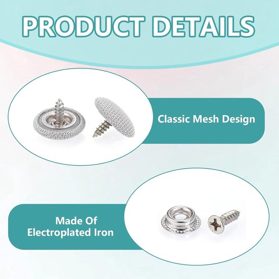 Reparatieset Dakhemel - Autohemel Bevestiging - Auto Interieur Herstellen - Universeel Inzetbaar - 2 cm Diameter Knoppen - Grijs — afbeelding 2