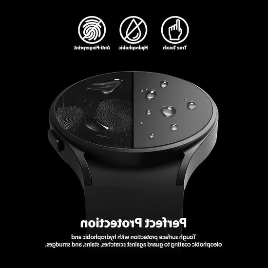 Displaybeschermfolie voor smartwatch 40 mm, transparant gehard glas, ronde rand, 5 stuks, HD-kwaliteit.