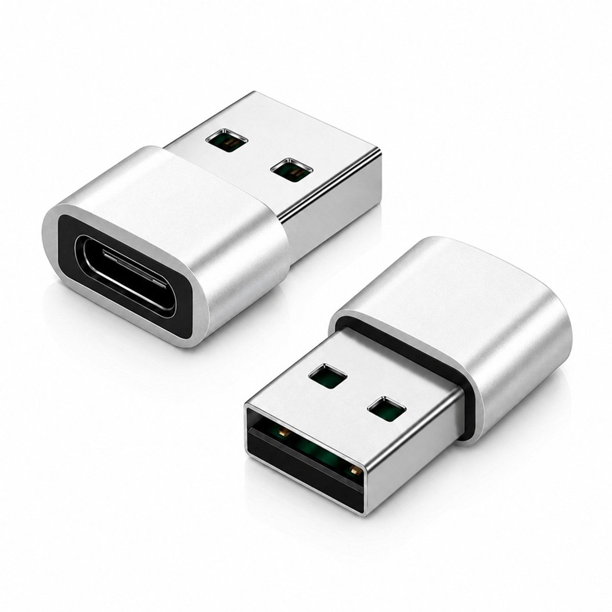 USB-A naar USB-C Adapter – USB 2.0 Verloopadapter – Opladen & Dataoverdracht – 480 Mbps – USB-A Male naar USB-C Female – Compatibel met Smartphone, Tablet, Powerbank en USB-C Apparaten – Zilver