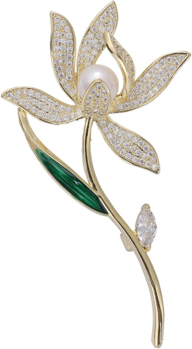 Bloem Corsage - Koper Broche - Kleding Decoratie - Micro-Inlegwerk - 100 g - Goud