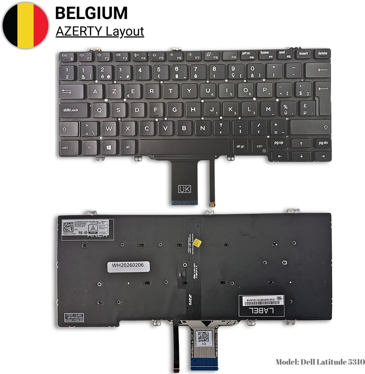 ZeLiT Vervangend Toetsenbord geschikt voor Dell Latitude 5310 - BE AZERTY - OEM - Backlit