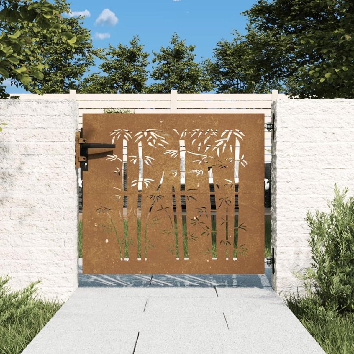 Tuinpoort Cortenstaal - Hekpoort Terras - Tuin Afscheiden - Roestbestendige Laag - 85 x 75