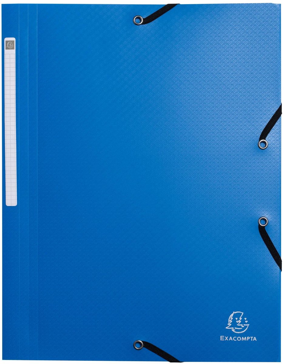 Exacompta Elastomap - 3 kleppen - Elastiek - A4 - Lichtblauw