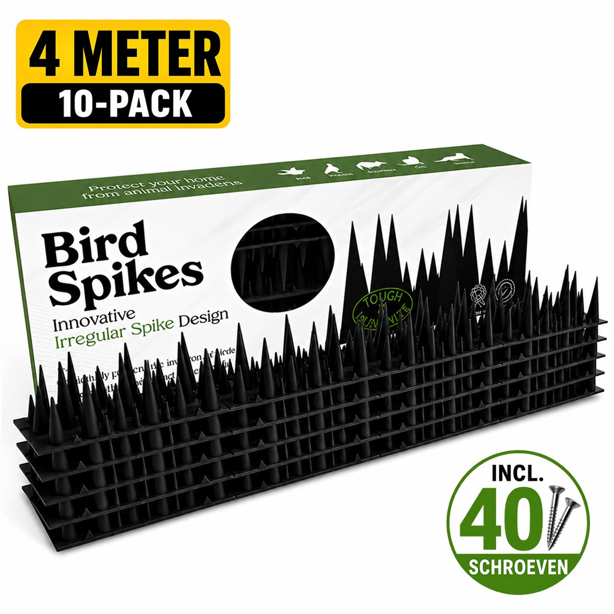 Dieko Duivenpinnen Zwart 4 Meter incl. 40 Schroeven – Buigbare Vogelpinnen – Vogelwering tegen Duiven & Katten – UV Bestendig.