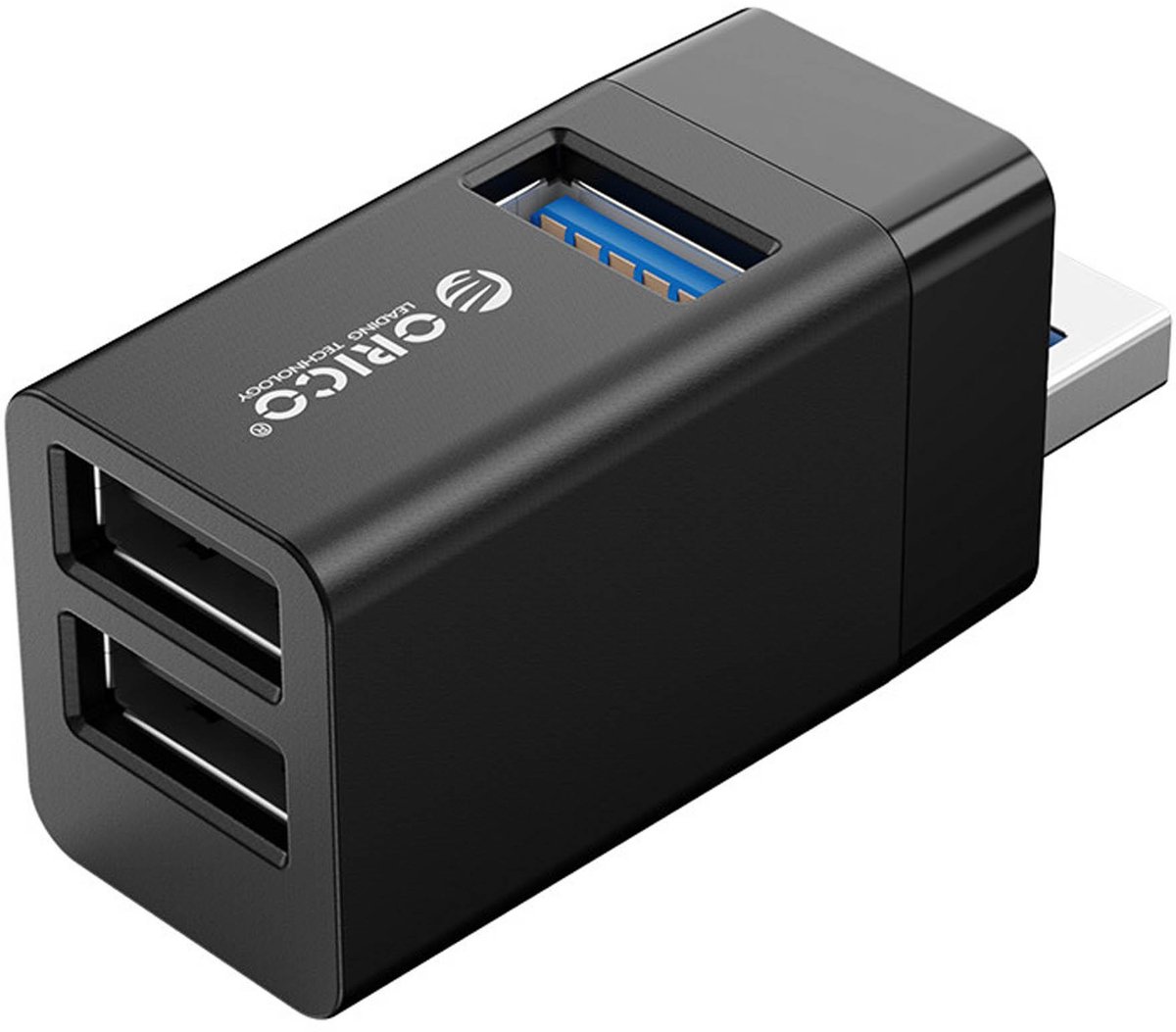 ORICO Mini USB hub met 3 USB-A poorten - 5Gbps - Plug and Play - Zwart