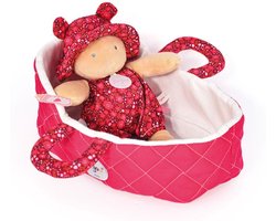 Jolijou - Babypop met wiegje - Maëlle - Rood - 20 cm - 0m+