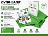 Groene DynaBand weerstandsband 90 cm met informatie.