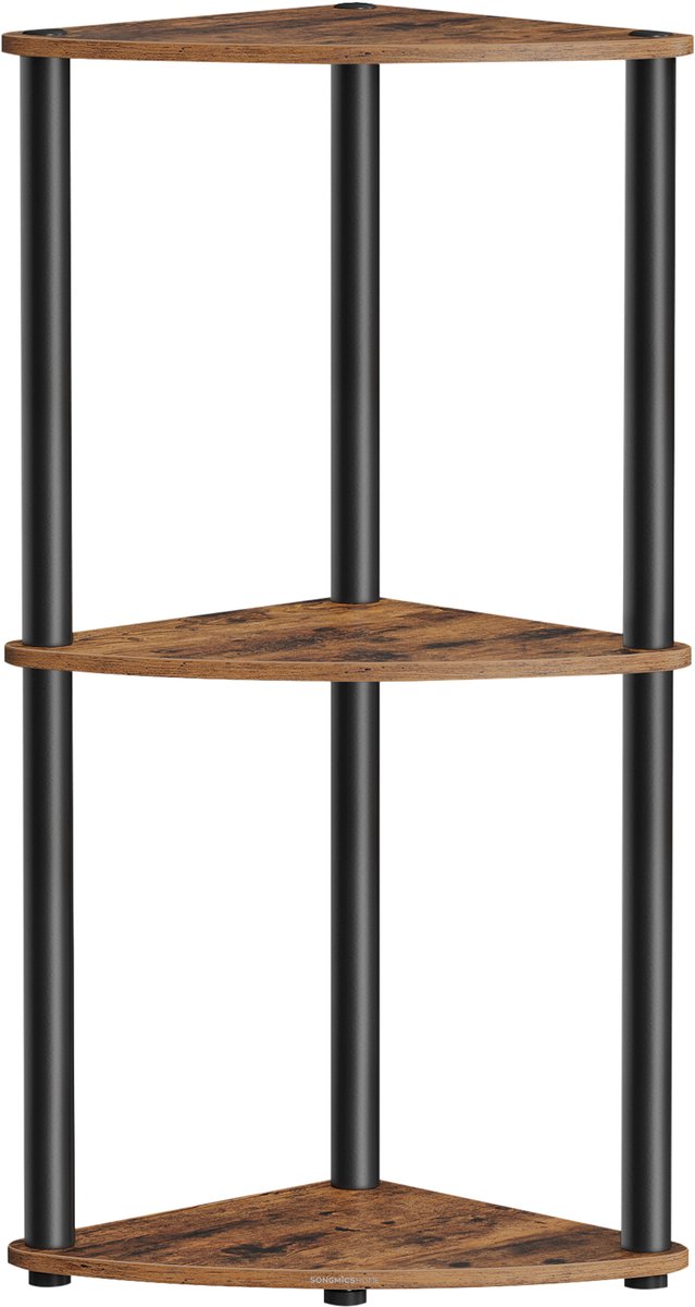 SONGMICS HOME - Wandplank - Hoekkast - Met 3 Niveaus - Gereedschapsloze Montage - Voor Woonkamer Slaapkamer Keuken