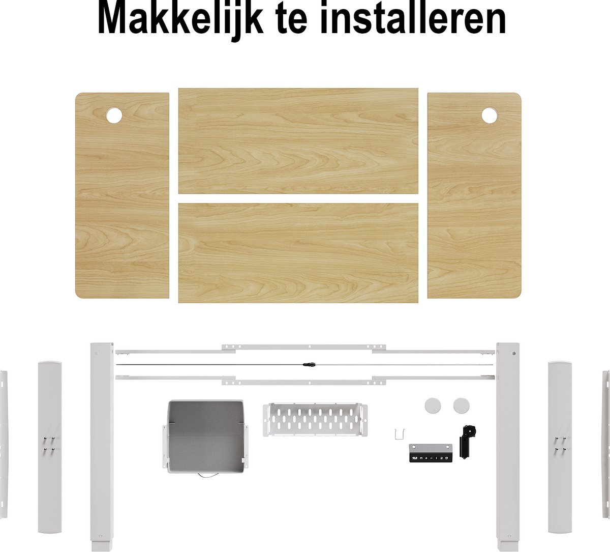 Devoko Elektrisch Zit-sta Bureau 180x80 cm – Stille Motor met Geheugenfunctie – Zit-alarm – Digitaal Display – 6 Knoppen Handbediening – USB Poort – Zit-sta Bureau – Beige thumbnail 6