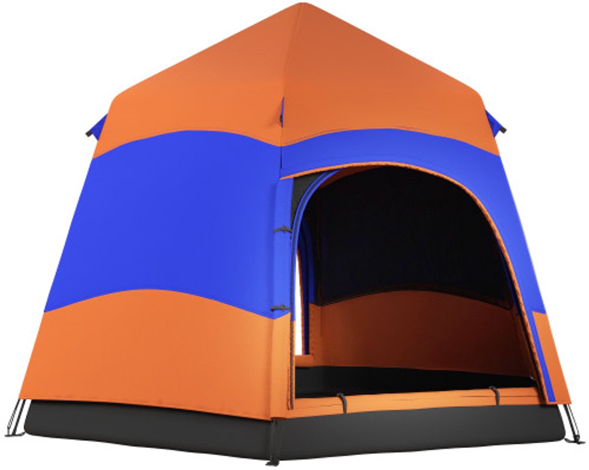 Familie Koepeltent 4-6 Personen - Vier-Seizoenen Tent Waterdicht - Pop-up Tent met Muggennet - 2 Deuren - Oranje - 280x280x170 cm – foto 2