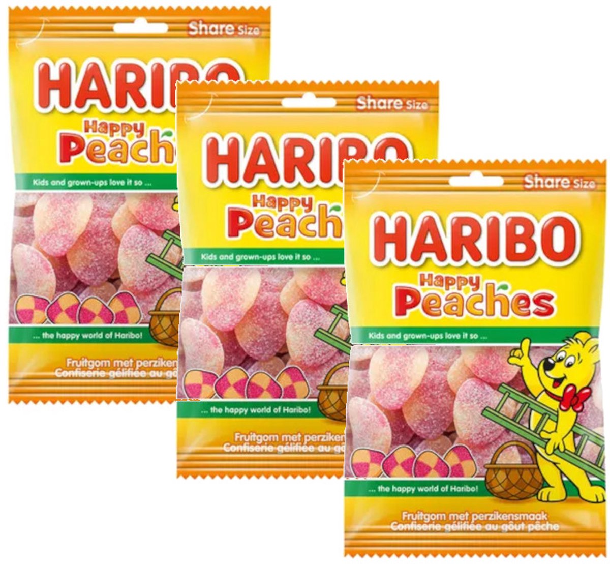 Haribo Happy Peaches- Multipack - Snoep - 1,5kg (3x500g)