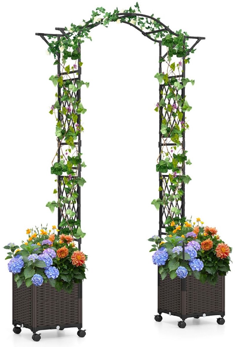 Tuinboog - 208 x 40 x 250 cm - massief - weerbestendig - Zwart