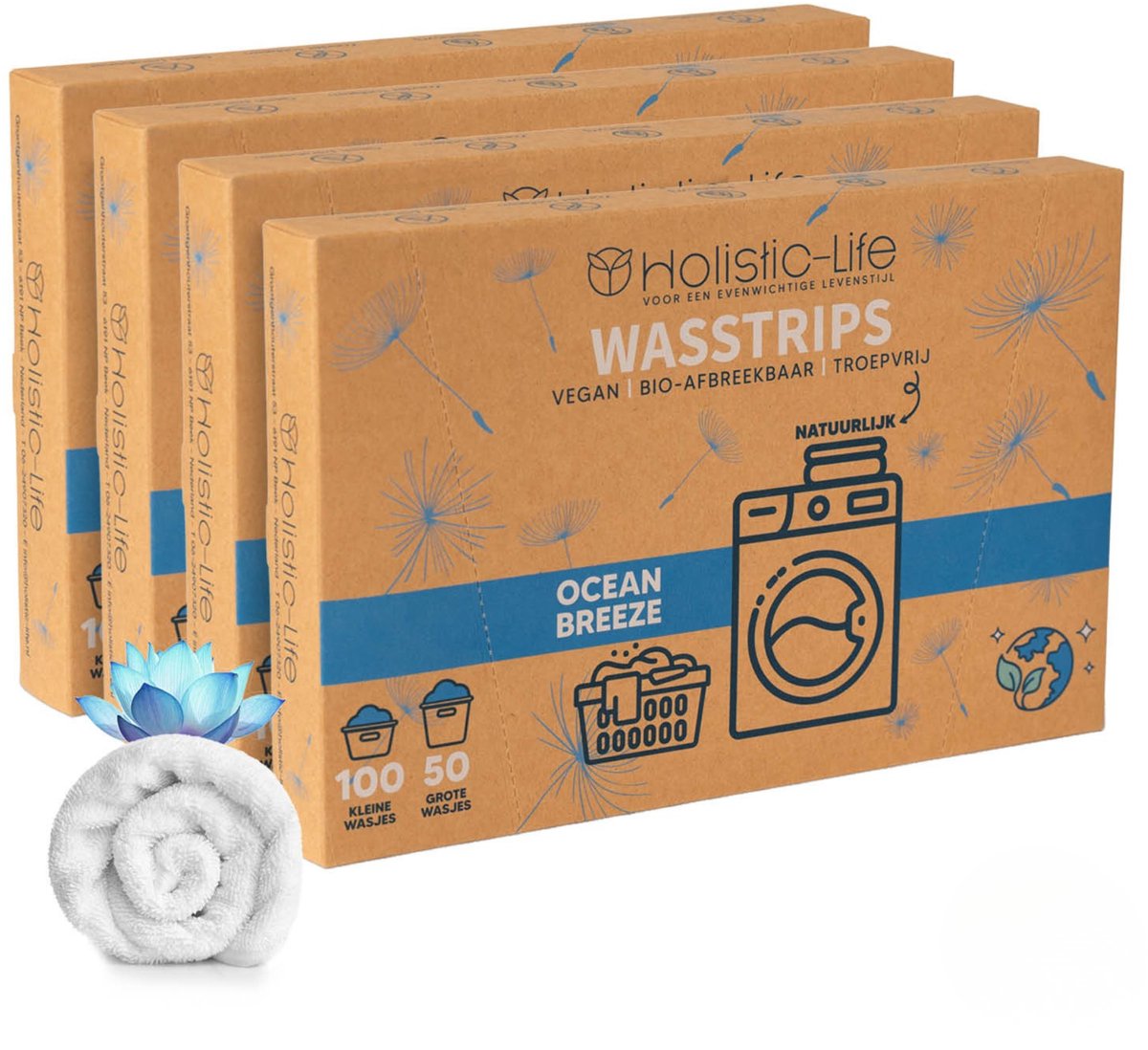 Milieuvriendelijke Wasstrips - Ocean Breeze 400 Wasbeurten Incl. Wasverzachter – Wasmiddel Wasdoekjes – Wasmiddeldoekjes - Vegan – Zero Waste