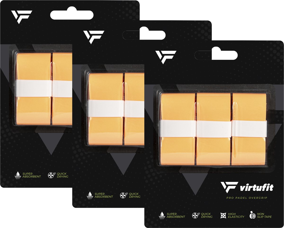 VirtuFit Pro Padel Overgrip - Oranje - Set van 9 - Vochtabsorberend PU-materiaal