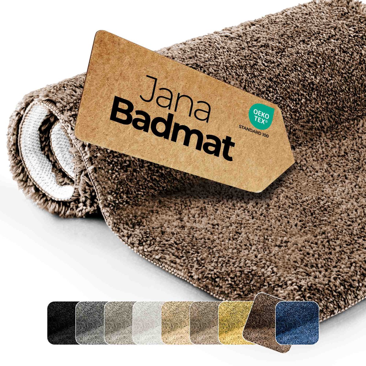 etérea Jana antislip badmat Bruin 50x80 cm shaggy hoogpolig